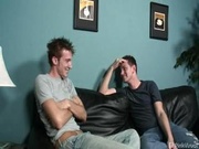 Two guys gets turned on with watching porn so they sucked each other's dick and fucked each other's ass instead