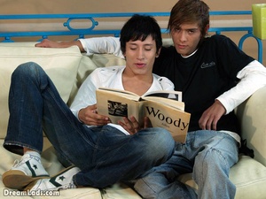 Gay teen reading a book gets distracted when horny teen gay friend removes clothes - XXXonXXX - Pic 4