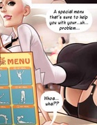 Four girls  provide a special service for the restaurant customers
