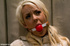 Seductive blonde gets tied up, tits clicked before hard dildo and fist
