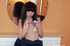 Young fun loving teen shows her hot tits as she plays with foam in her