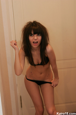 Smoking hot teen lingerie girl strips bra and panty to show hot naked body - Picture 10