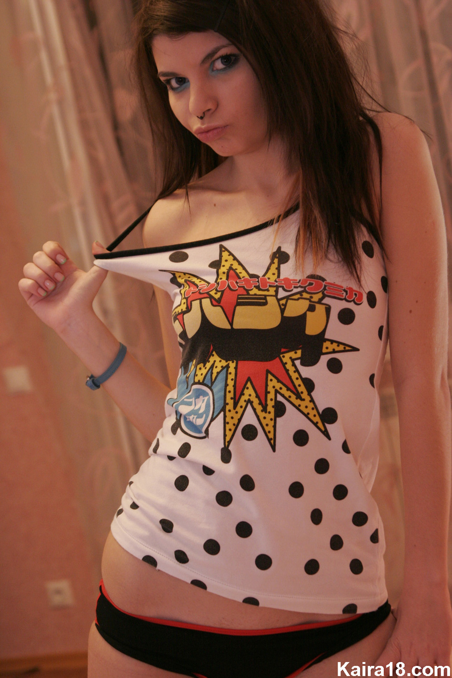 Horny beautiful teen emo girl teasing and topless body to expose juicy tits - XXXonXXX - Pic 11