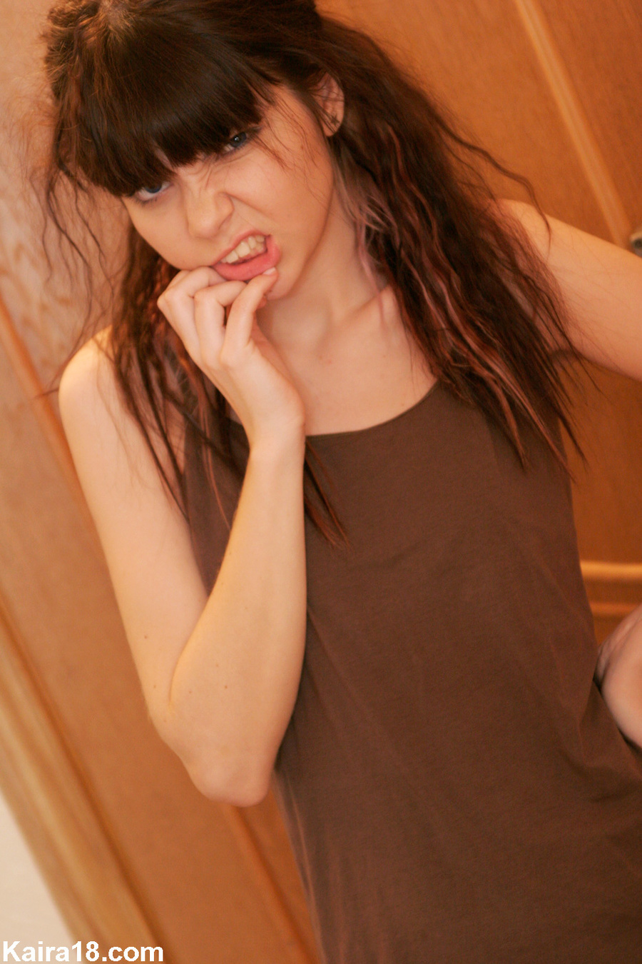 Horny sweet teen beauty girl pulling panty and takes nude mirror shot - XXXonXXX - Pic 2