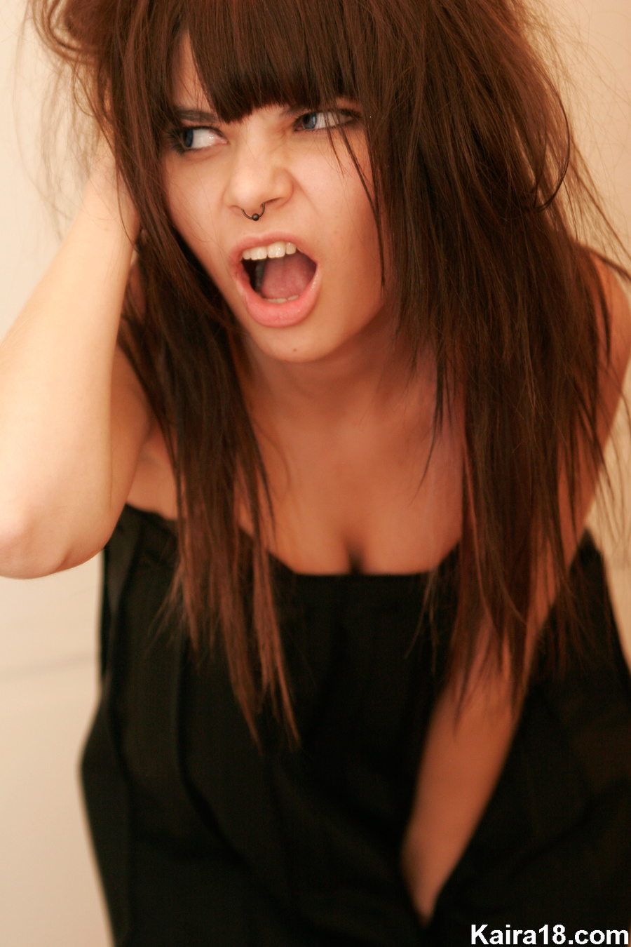 Black lingerie hot teen smoking girl erotic strip teases to show juicy body - XXXonXXX - Pic 9