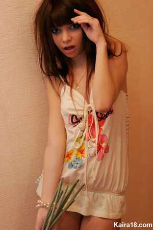 Beautiful pretty young teen girl soft erotic teases with flower in hands - XXXonXXX - Pic 13