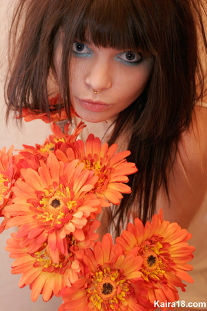 Beautiful pretty young teen girl soft erotic teases with flower in hands - XXXonXXX - Pic 15