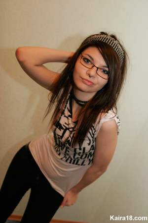 Cute nice sweet teen girl in glasses with soft teasy mobile invitation - XXXonXXX - Pic 1