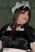 Male crossdresser dressed like innocent sweet girl maid in uniform