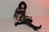 Male chick looking real hot and bitchy in black boots and leotard top