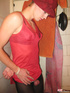 young crossdresser red negligee