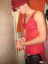 young crossdresser red negligee