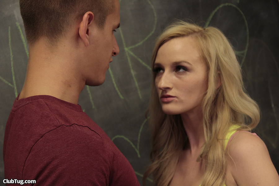 Cute blonde student gives mate a sweet hand - XXX Dessert - Picture 4