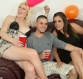Private fun party as guys gets his dick jerked and handled by three hot