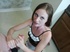 Dirty cute teen milks off hard dick with hands to get cream for her coffee