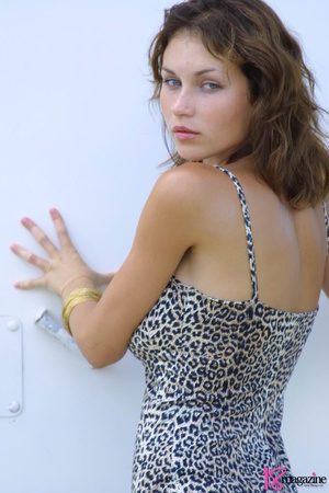 A sexy goddess in her leopard printed dress seductively showing her body curves - Picture 3