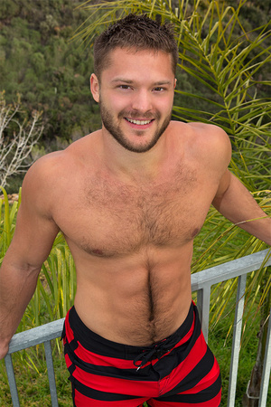 Cheerful cub Hudson exposing his thick m - Picture 2