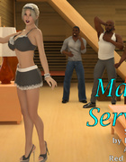 Three black guys enjoy hot blonde maid prostitute