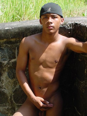Bronzed, beautiful and horny young latino playing with his awfully large manmeat and blasting cum on himself - Picture 5