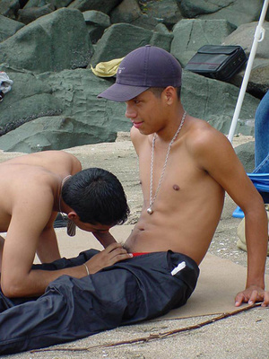 Two horny latino twinks have a go at each other on the beach with lots of delicious dick sucking and ferocious ass banging - Picture 2