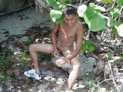 A hot and horny young latino exposes his extra large dick to anybody who would happen to pass by the old path