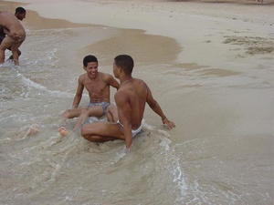 A group of hot and spicy latino twinks form a four-way ass banging, cock sucking fuckfest and along the shores of a beach - XXXonXXX - Pic 5