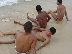 A group of hot and spicy latino twinks form a four-way ass banging, cock sucking fuckfest and along the shores of a beach - Picture 6