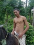Randy dark latino explores while on a grassy area how to make himself