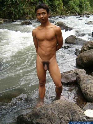 Nature lover guy gets nude by rocks and water and jerks of his cock to spray cum - Picture 2