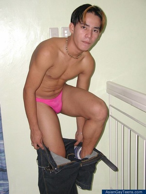 Hot young Asian gay model drops shorts and pants to show off his bushy cock - XXXonXXX - Pic 2