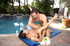 Sensual kissing by swimming pool, before hot dick suck and ass fucking