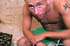 Horny guy offloads a bucket of cum jerking his cock himself in the bath