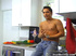 Naughty cook decides to jerk and wank his horny rod to cum as food cooks