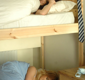 Two beautiful coeds decide to divest each other of their night clothes