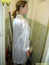 Brunette beauty wearing only a silk robe takes a wonderfully nasty piss