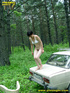 half naked teen walks