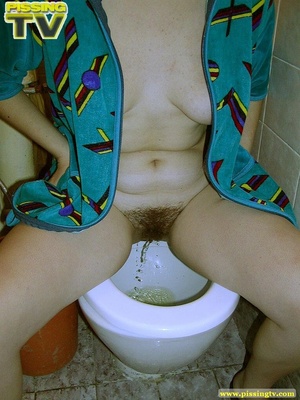 Lovely brunette teener takes a piss in the toilet with legs spread wide and her glorious gushing can be clearly seen - XXXonXXX - Pic 11