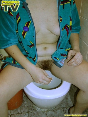 Lovely brunette teener takes a piss in the toilet with legs spread wide and her glorious gushing can be clearly seen - XXXonXXX - Pic 17
