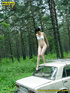 daring brunette teen balances