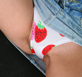 Naughty teen girl in panties with strawberries trying to seduce you