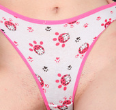 Cute brunette teeny in socks exposes her pussy pulling aside her panties