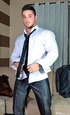 Beautifully chiseled hunk strips down to his necktie and shows how he