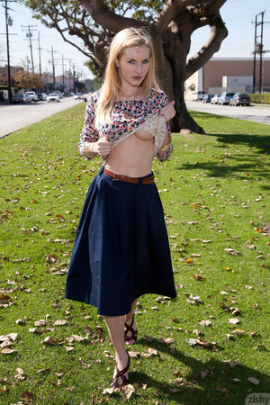 Attractive blonde teeny in a long skirt  - Picture 5