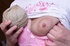Pink loving blonde with bushy pussy strips off while playing with a ball