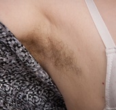 Hot momma with hair pussy gets naughty and touches her bushy self