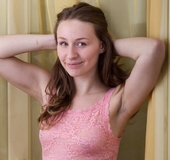 Playful cute chick strip tease before playing with her wet hairy pussy