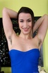 Hot girl in cute blue dress looks even hotter nude showing pussy bush