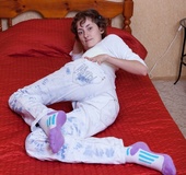 Happy hairy model is happy to spread legs to show out hairy pussy