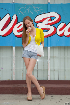 Adorable slim long-haired teen girl posi - XXX Dessert - Picture 2