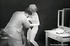 Horny retro guy seducing and undressing stunning blonde cutie.